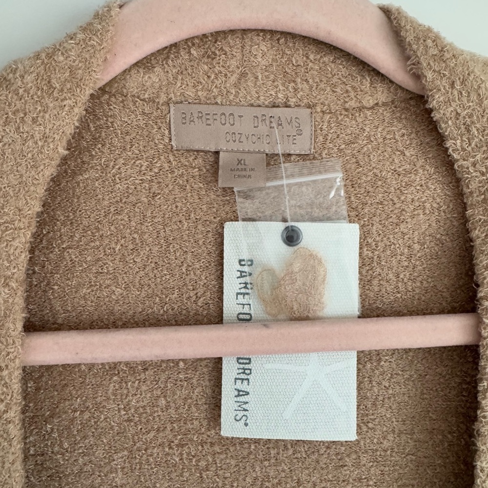 NWT Barefoot Dreams Tan Long Cardigan Sweater, Sz XL - Picture 3 of 6